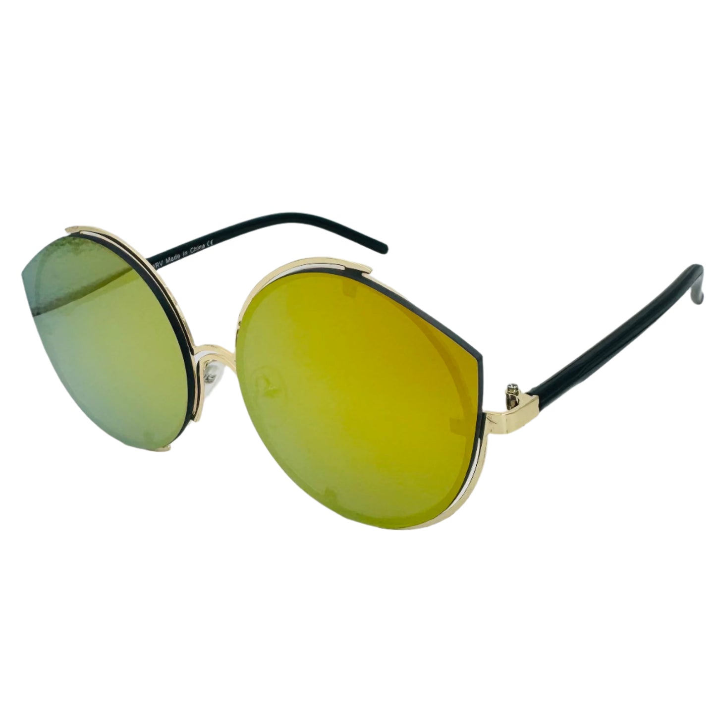 Gold Mirror Rimless Luxe Circle Sunglasses