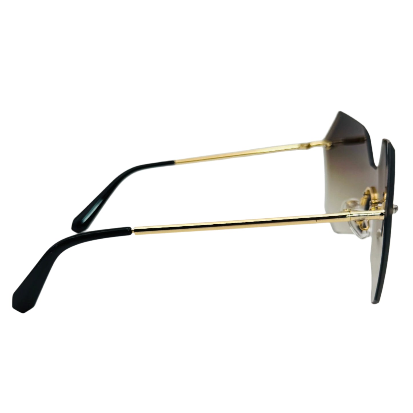 Brown Butterfly Rimless Single Piece Lens Sunglasses