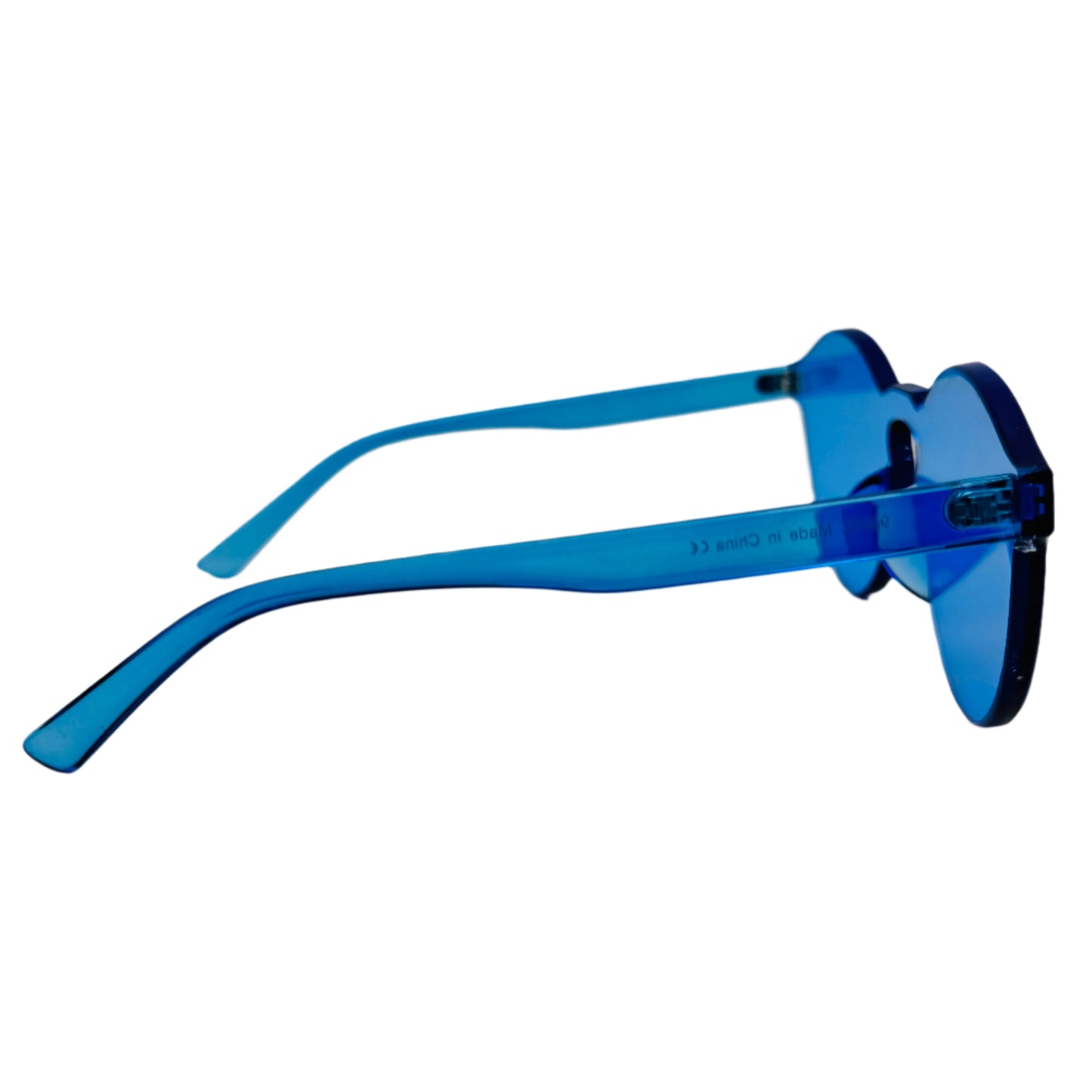 Blue Rimless Round Acrylic Sunglasses