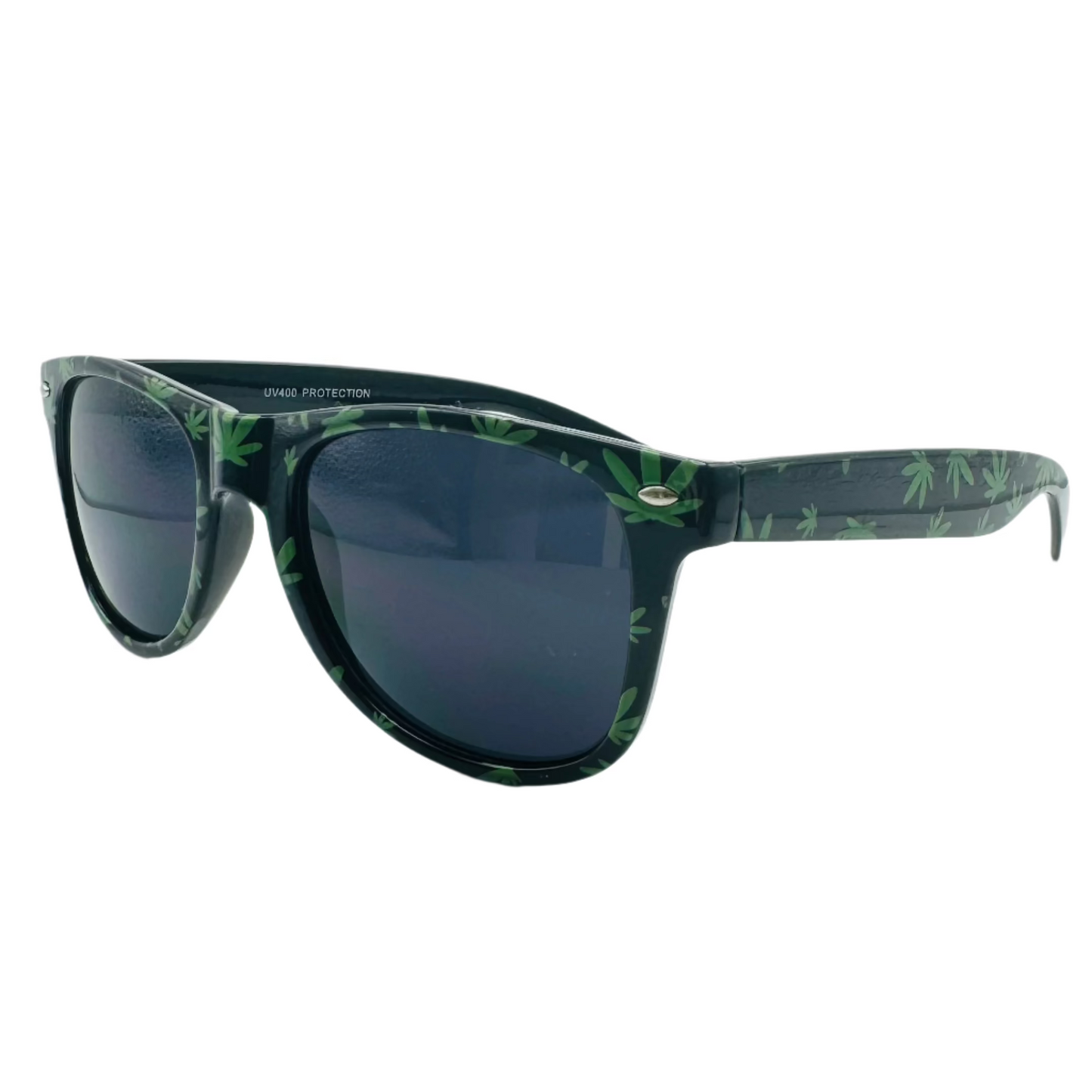 Black/Green Weed Leaf Novelty Sunglasses