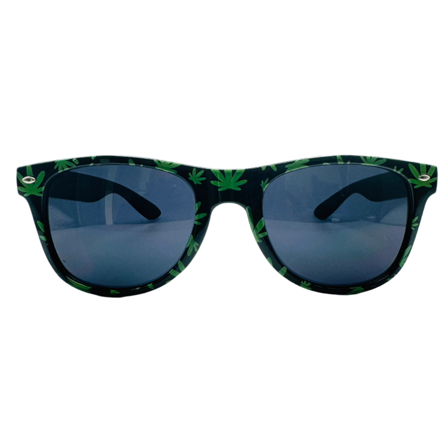 Black/Green Weed Leaf Novelty Sunglasses