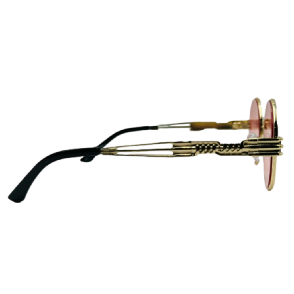 6146 | Round Steampunk Sunglasses with Spring Accents