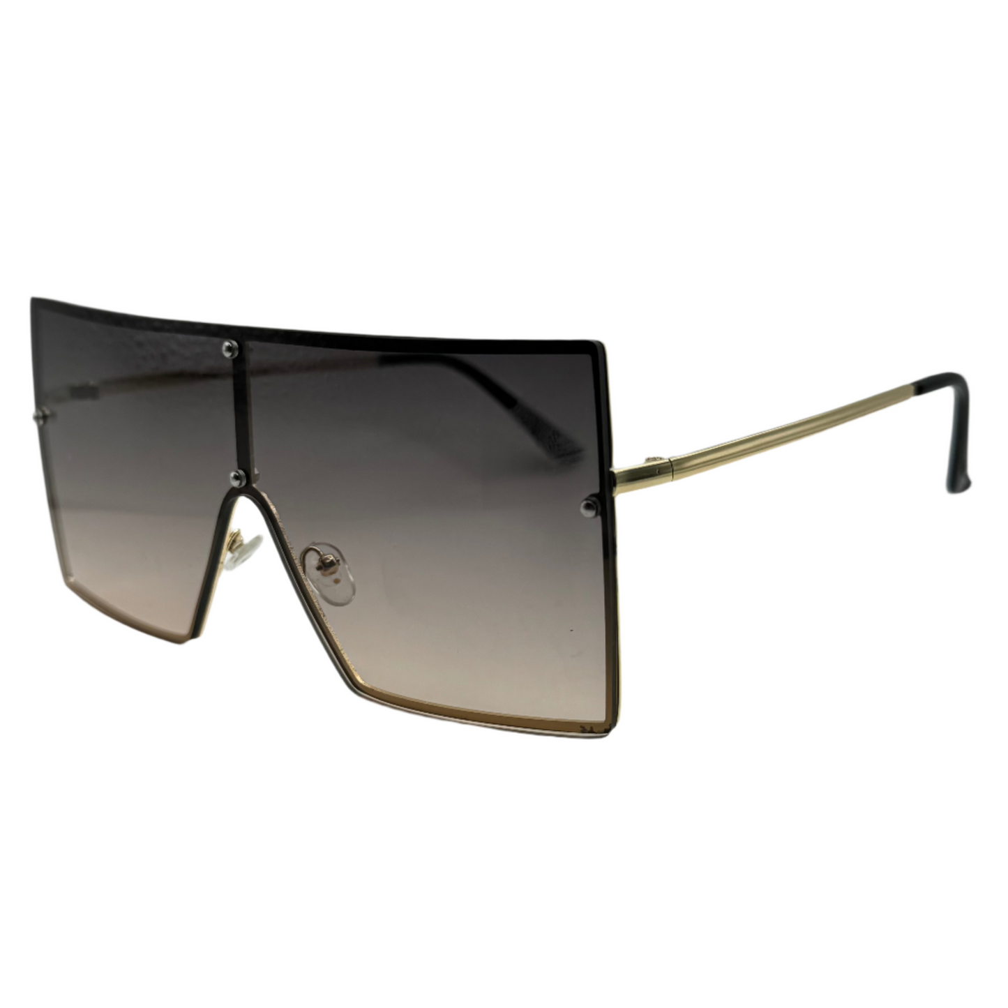 Black Rimless Large Square Sunglasses