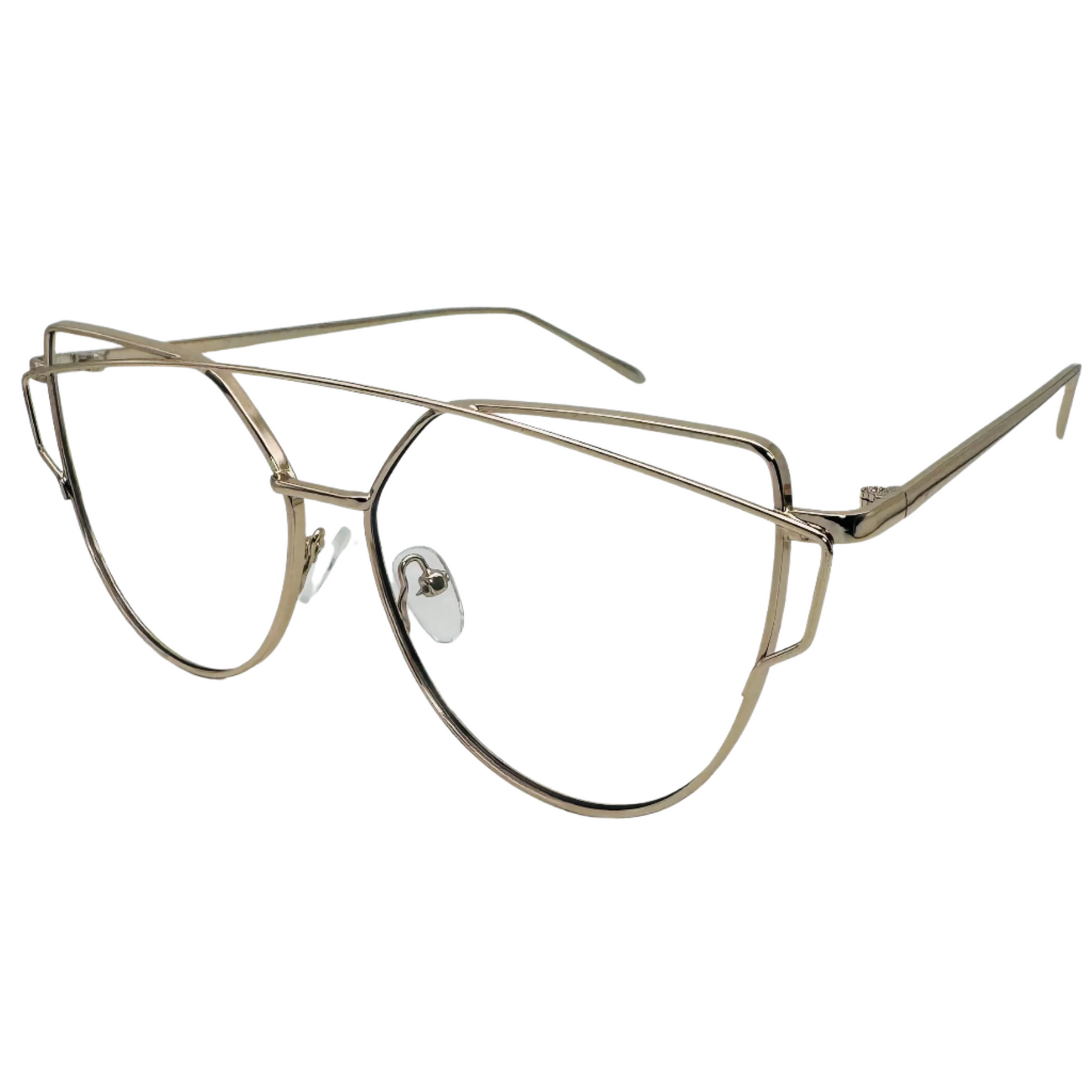 Gold Clear Lens Cateye Glasses - Non Prescription