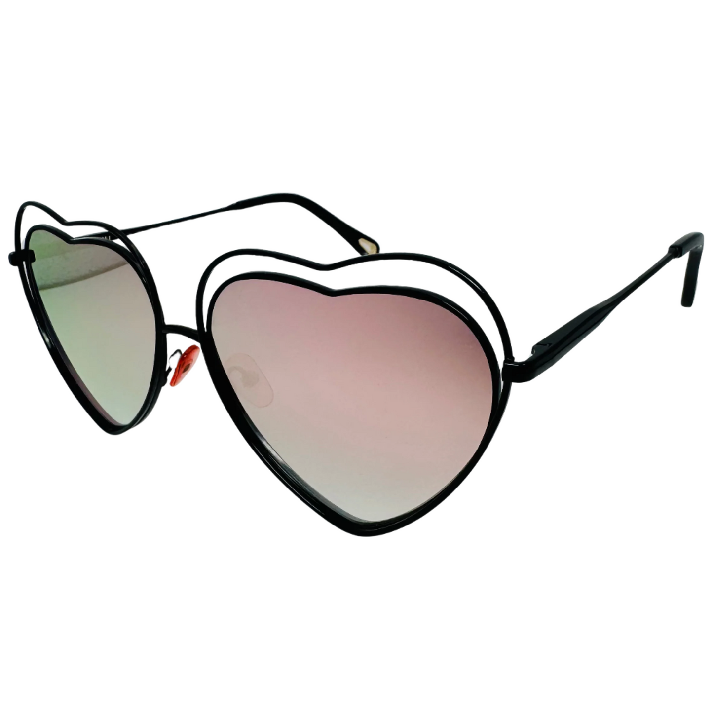 Pink Mirror Heart Sunglasses