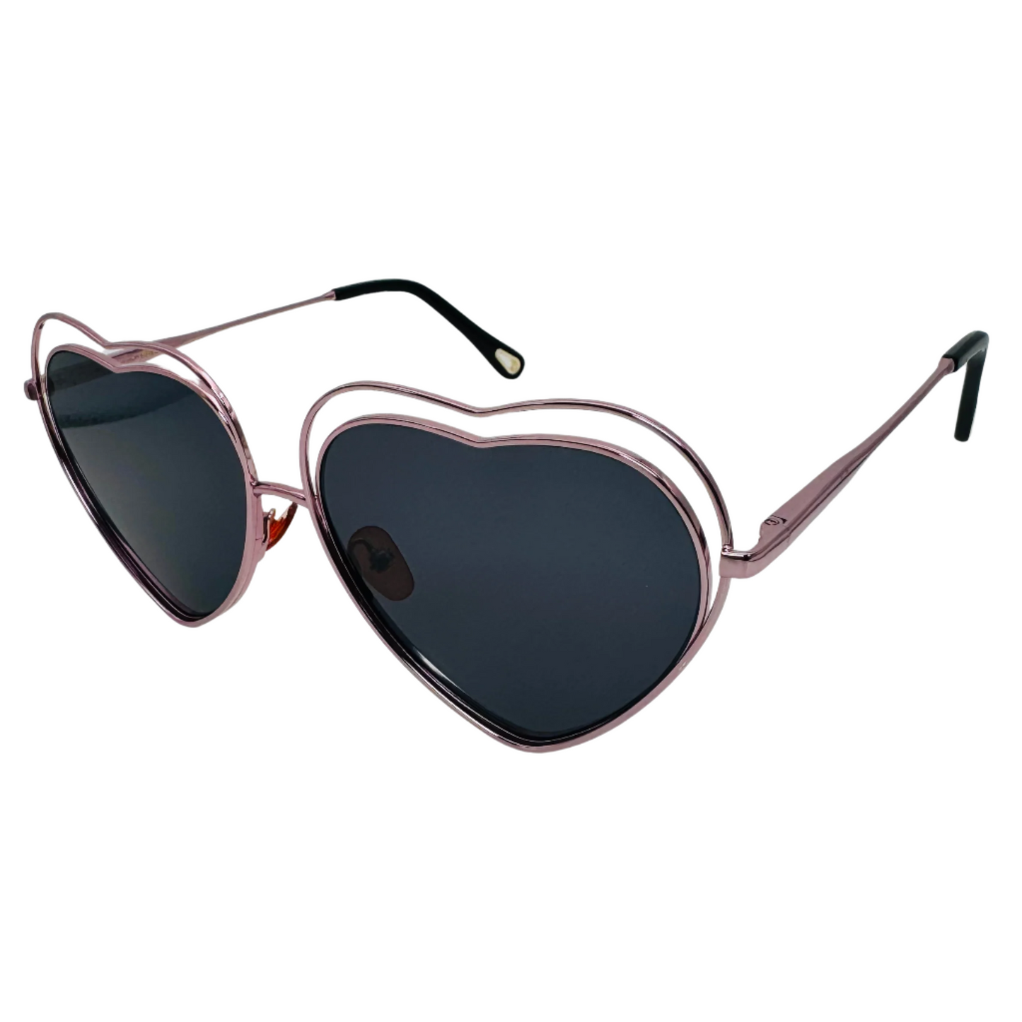 Black Lens/Pink Frame Heart Sunglasses