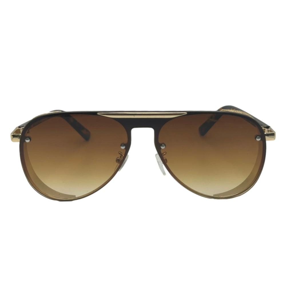 Brown Two Tone Aviator Sunglasses with Glitter Accent