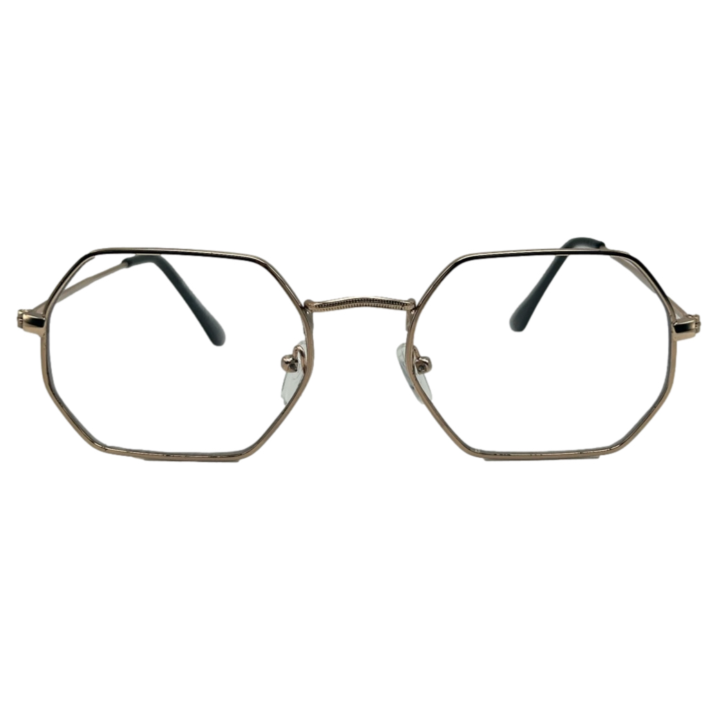 9225 (C) | Clear Lens Retro Hexagon Glasses Non-Prescription