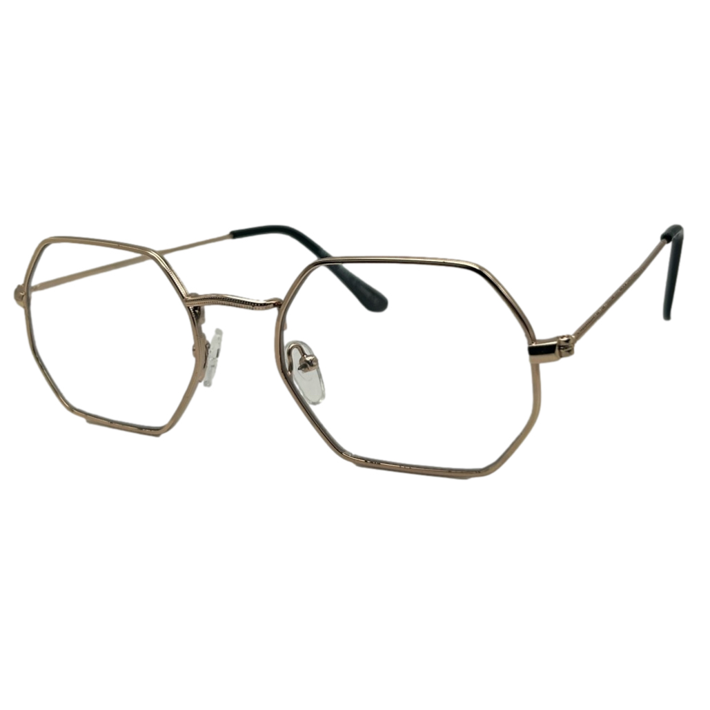9225 (C) | Clear Lens Retro Hexagon Glasses Non-Prescription