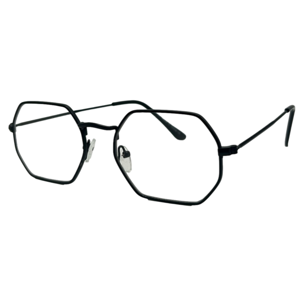 9225 (C) | Clear Lens Retro Hexagon Glasses Non-Prescription