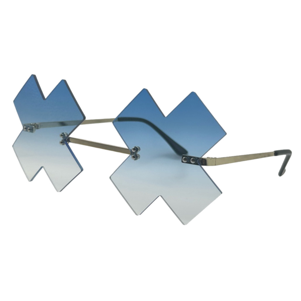 Blue X Novelty Sunglasses