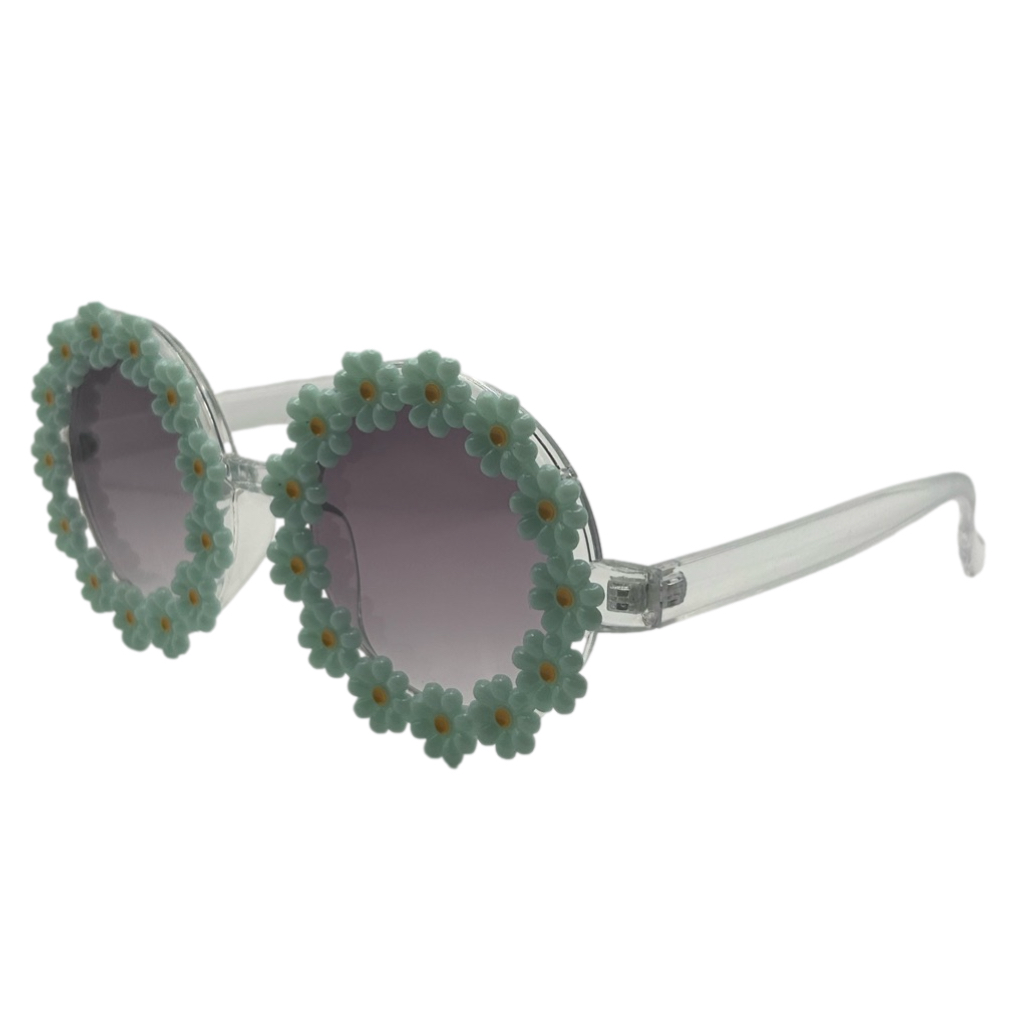 Round Green Flower Sunglasses
