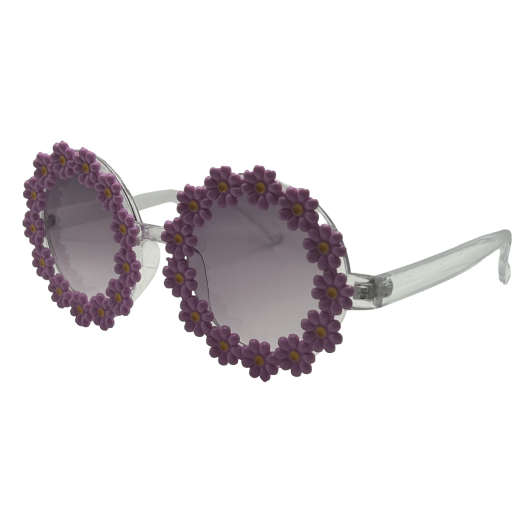 Round Purple Flower Sunglasses