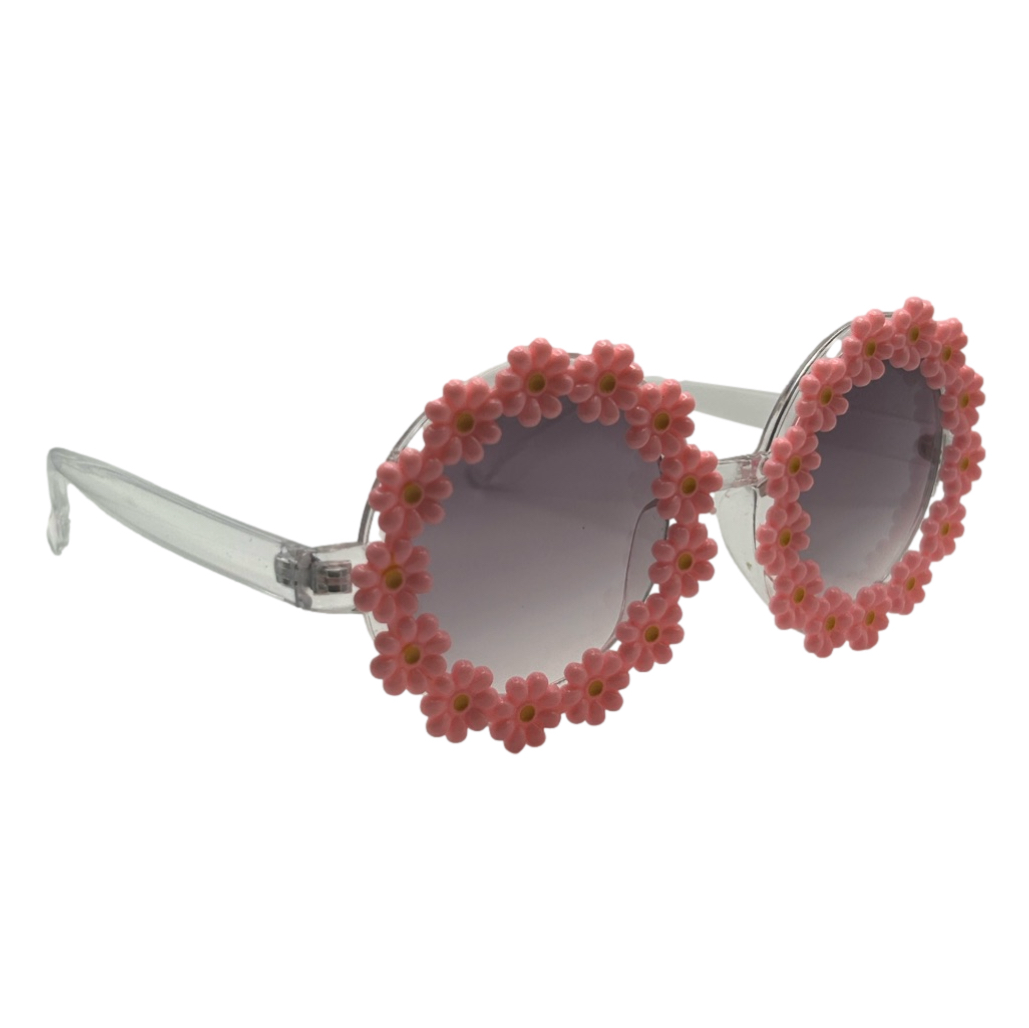 Round Pink Flower Sunglasses