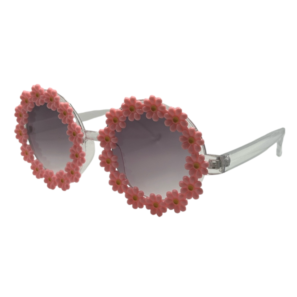 Round Pink Flower Sunglasses
