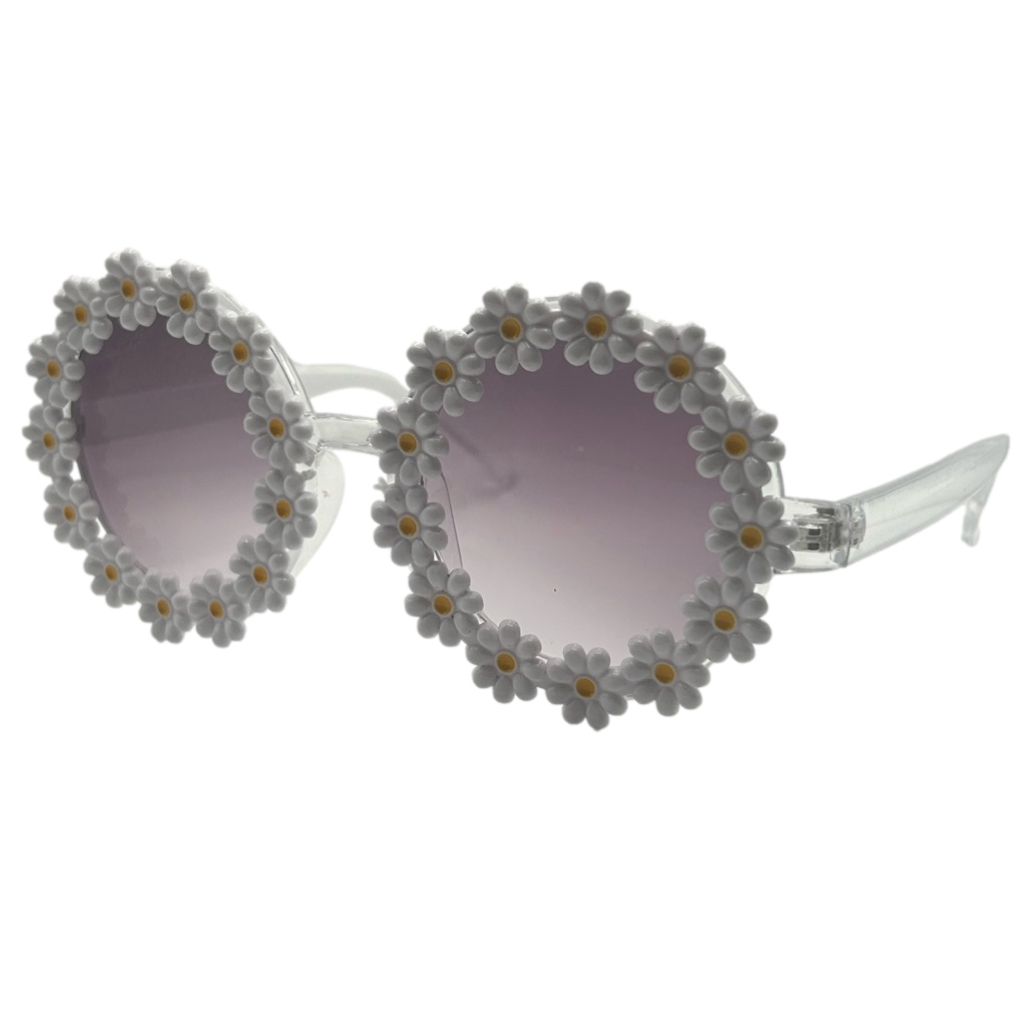 Round White Flower Sunglasses