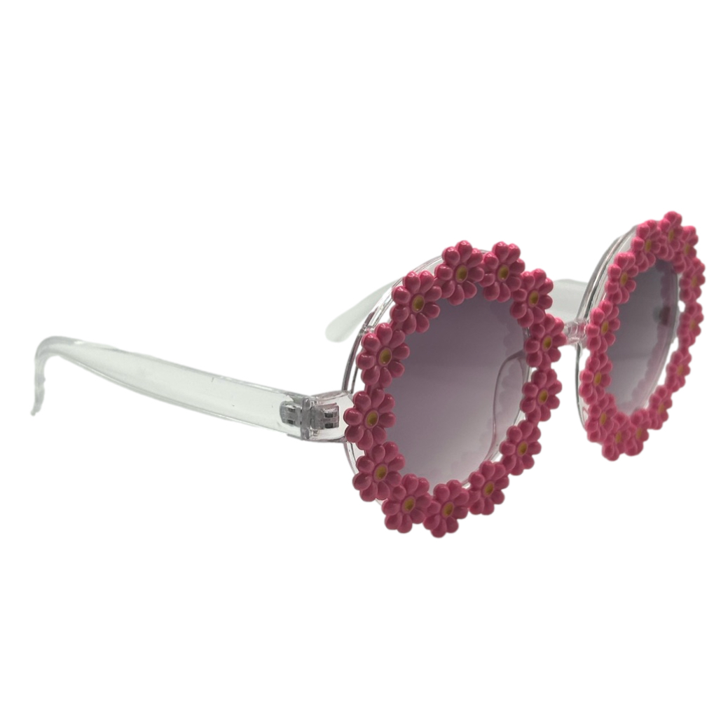 Round Pink Flower Sunglasses