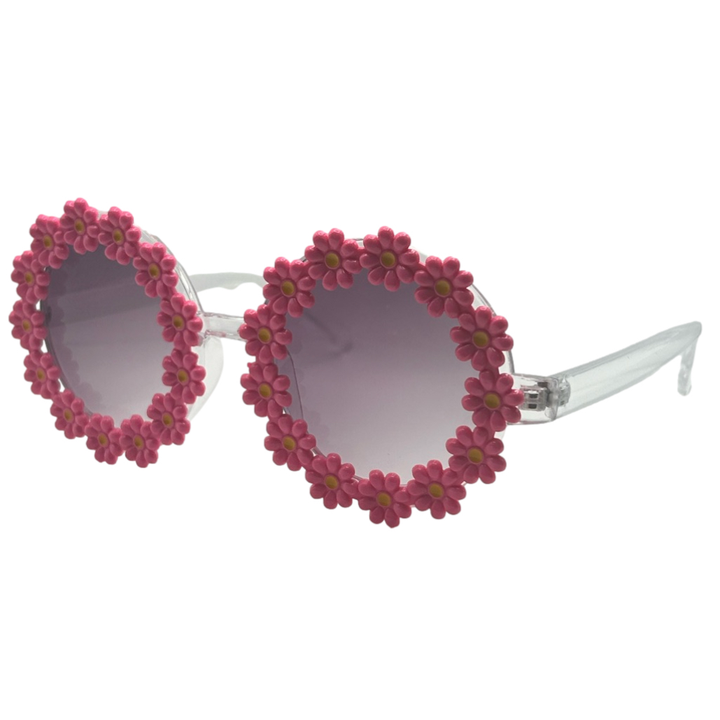 Round Pink Flower Sunglasses