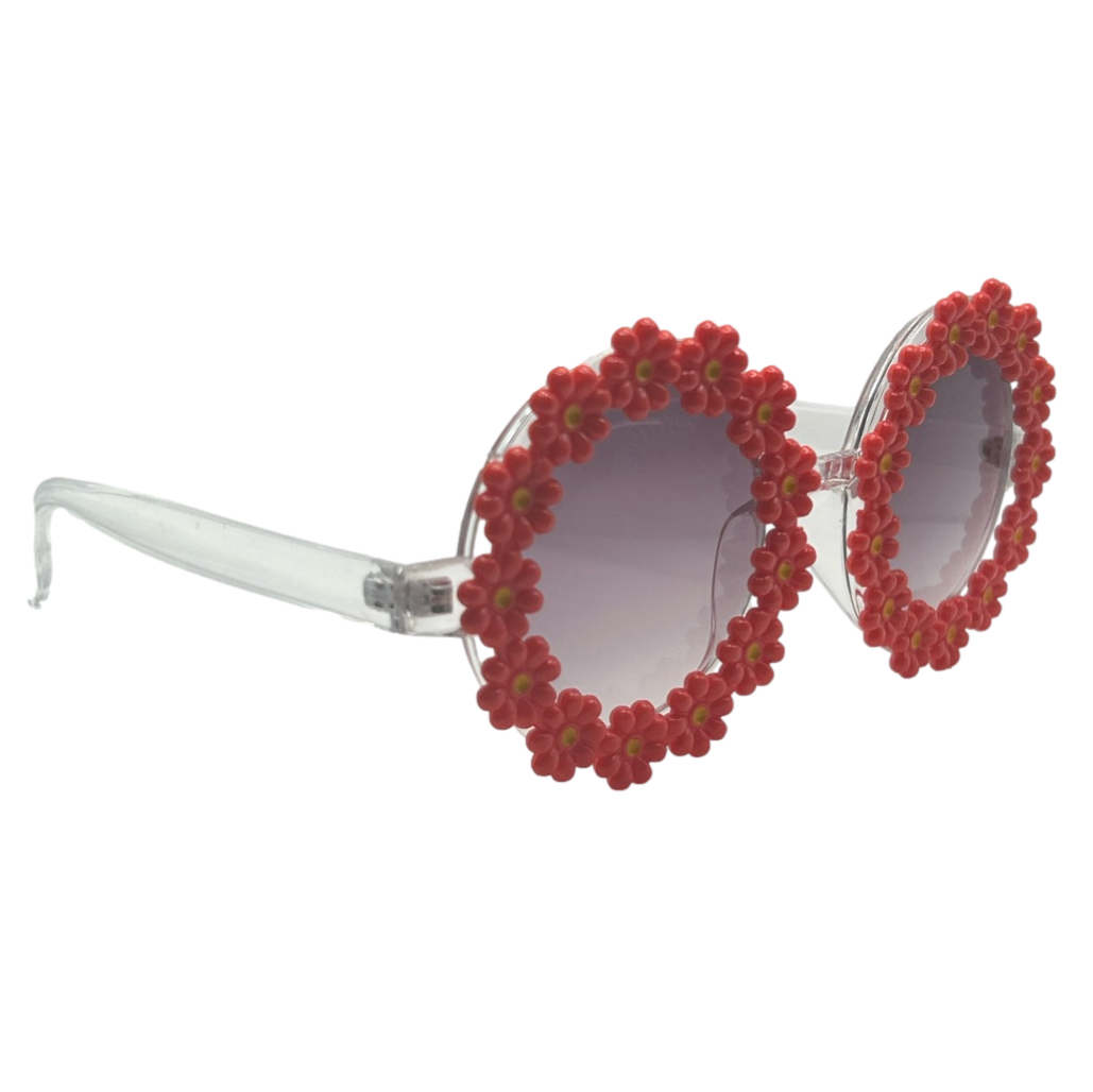 Round Pink Flower Sunglasses