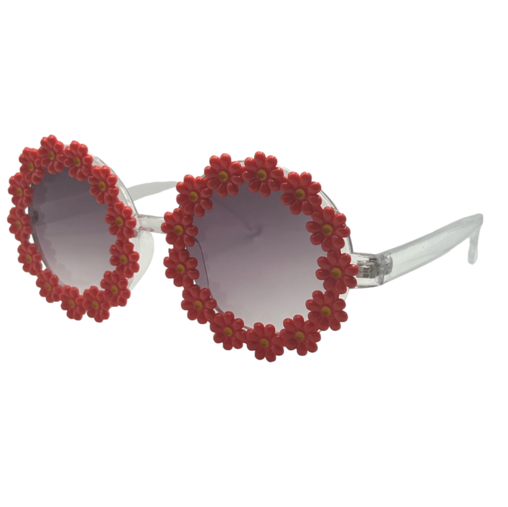 Round Hot Pink Flower Sunglasses