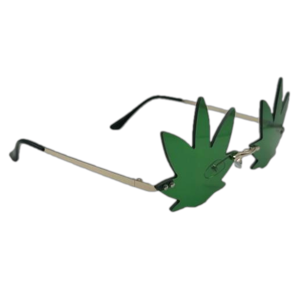 Green Weed Leaf Novelty Sunglasses