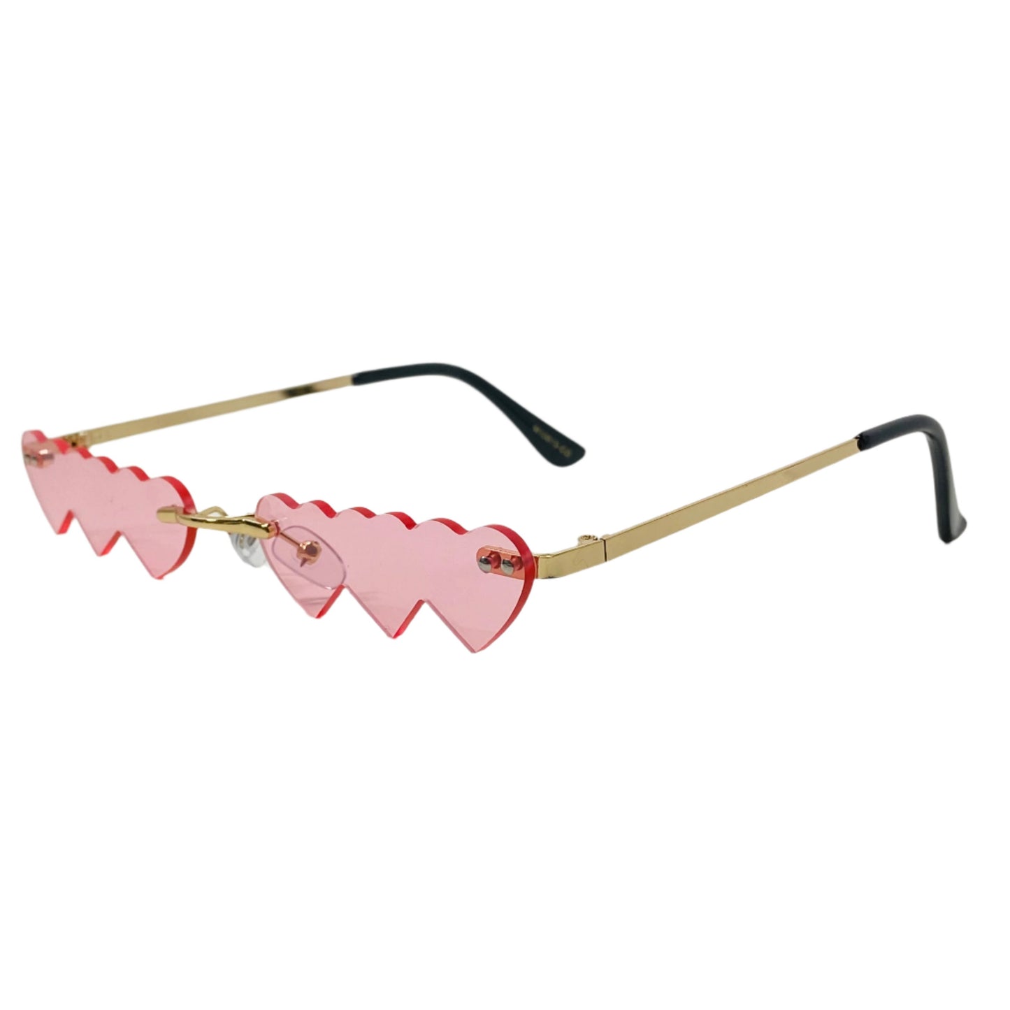 6080 (C) | Triple Heart Rimless Novelty Sunglasses