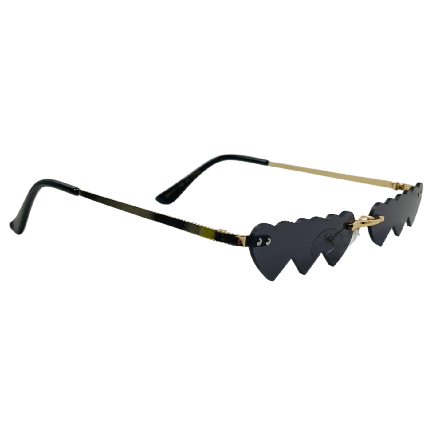 6080 (C) | Triple Heart Rimless Novelty Sunglasses