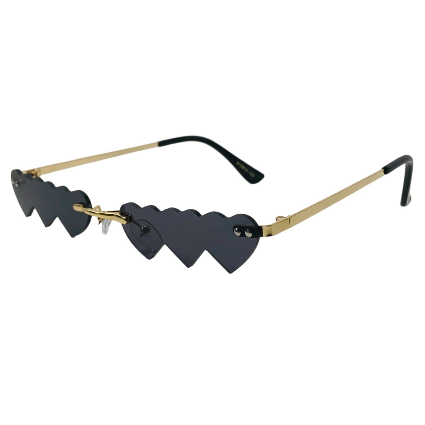 6080 (C) | Triple Heart Rimless Novelty Sunglasses