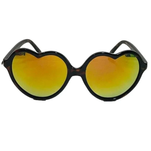 Gold Mirror Heart Sunglasses