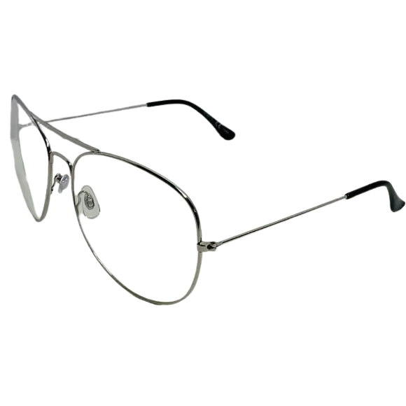 Silver eyeglasses on a white background