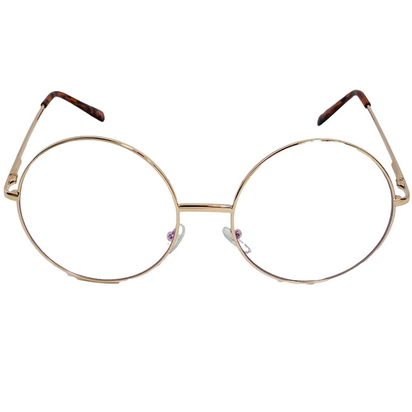 Gold Round Clear Lens Blue Light Blocking Glasses