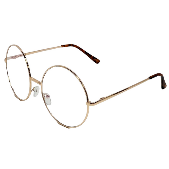 Gold Round Clear Lens Blue Light Blocking Glasses