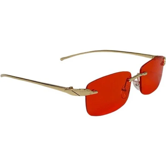 6124 | Rimless Rectangle Lens Sunglasses with Color Lenses