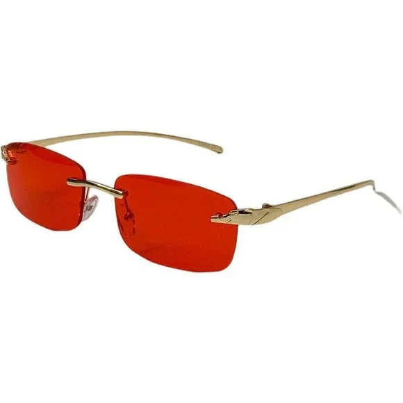 6124 | Rimless Rectangle Lens Sunglasses with Color Lenses