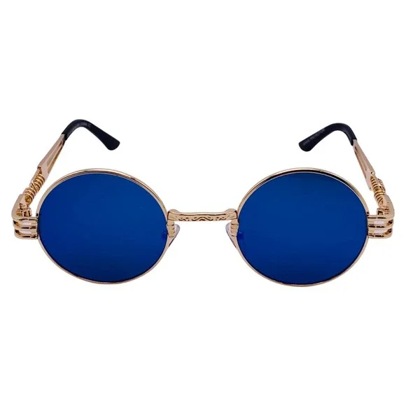 Blue Mirror Lens Stemapunk Sunglasses