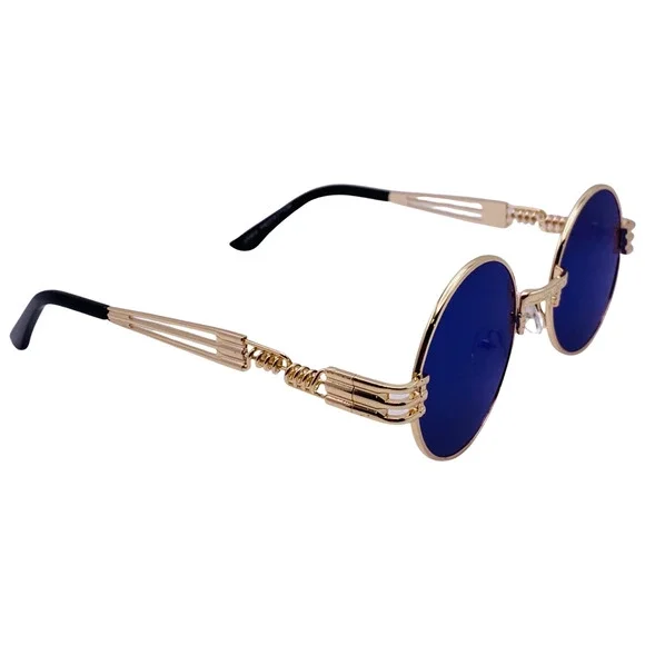 6146 | Round Steampunk Sunglasses with Spring Accents