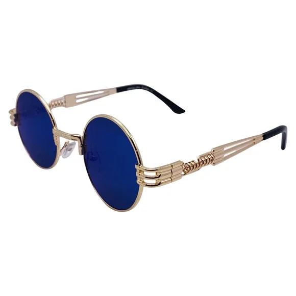 6146 | Round Steampunk Sunglasses with Spring Accents
