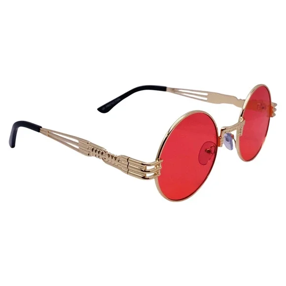 6146 | Round Steampunk Sunglasses with Spring Accents