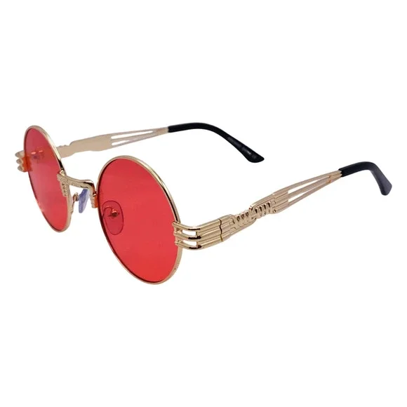 6146 | Round Steampunk Sunglasses with Spring Accents