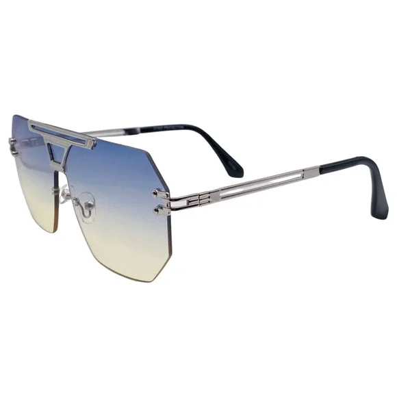 Blue/Yellow Rimless Hexagon Sunglasses