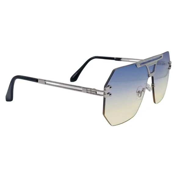 Blue/Yellow Rimless Hexagon Sunglasses