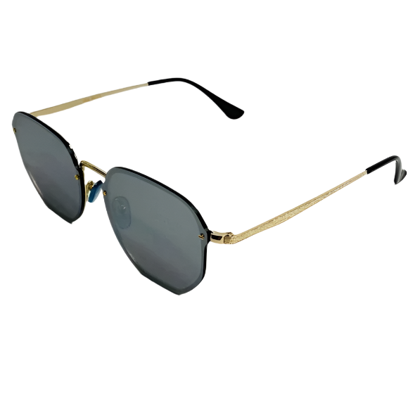 6069 | Mirrored Lens Hexagon Sunglasses