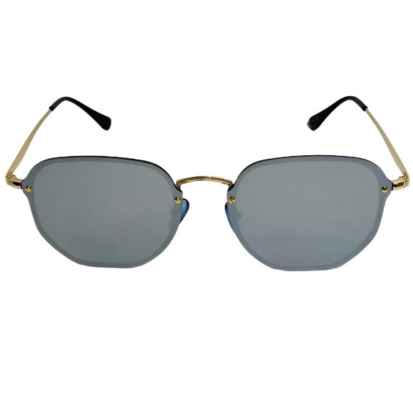 6069 | Mirrored Lens Hexagon Sunglasses