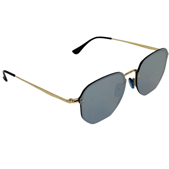 6069 | Mirrored Lens Hexagon Sunglasses