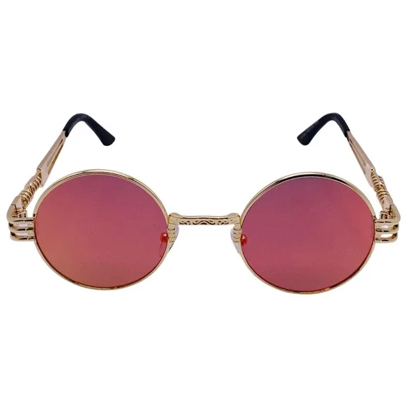 6146 | Round Steampunk Sunglasses with Spring Accents