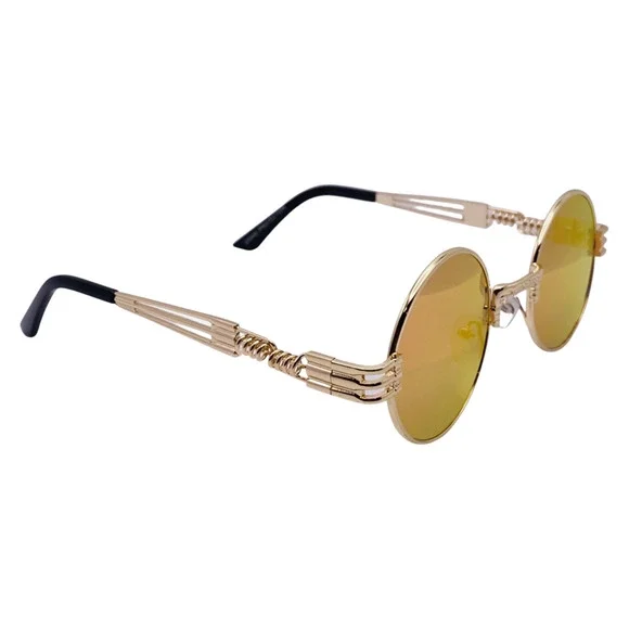 6146 | Round Steampunk Sunglasses with Spring Accents