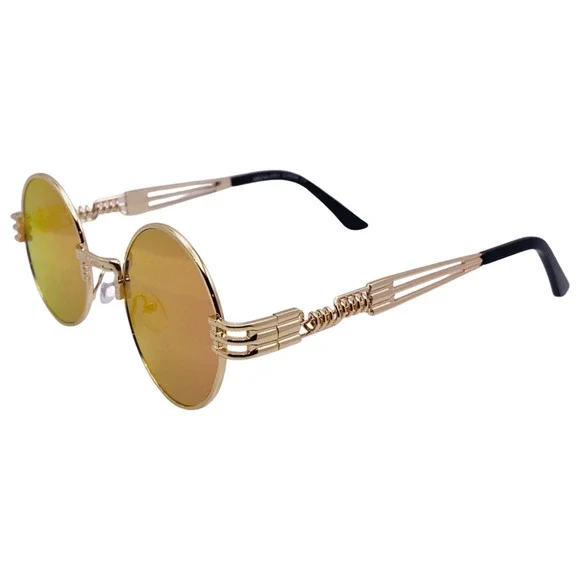 6146 | Round Steampunk Sunglasses with Spring Accents