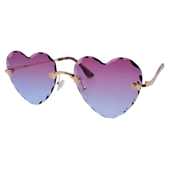Purple/Pink Rimless Heart Sunglasses