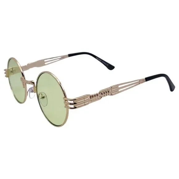 6146 | Round Steampunk Sunglasses with Spring Accents