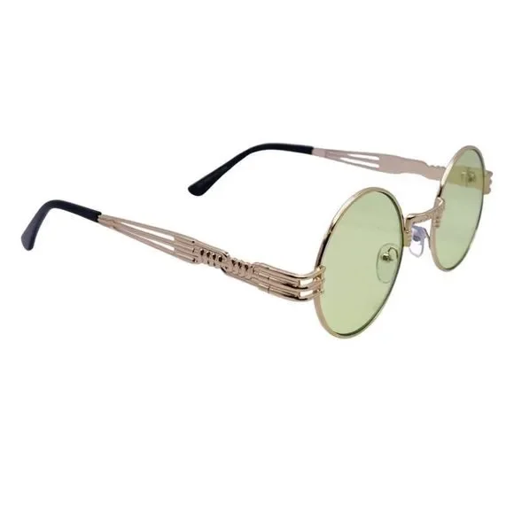 6146 | Round Steampunk Sunglasses with Spring Accents